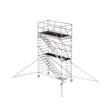 MUNK Mobile scaffolding SG 1.35 נ3 m with inclined ascents & outrigger platform height 4.47 m 167221