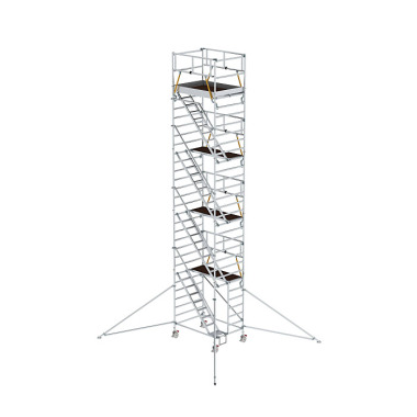 MUNK Mobile scaffolding SG 1.35 נ1.8 m with inclined ascents & outrigger platform height 8.39 m 167401