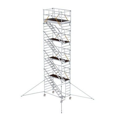 MUNK Mobile scaffolding SG 1.35 נ2.45 m with inclined ascents & outrigger platform height 8.39 m 167411