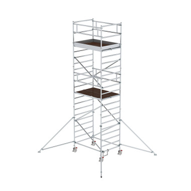 MUNK Mobile scaffolding, 1.35 נ1.80 m, with outrigger &amp double platform. Platform height 5.35 m 167535