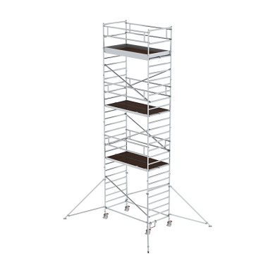 MUNK Mobile scaffolding, 1.35 נ2.45 m, with outrigger &amp double platform. Platform height 7.35 m 168736