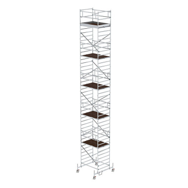 MUNK Mobile scaffolding 1.35 × 1.80 m with chassis bar and double platform Platform height 11.45 m 173136