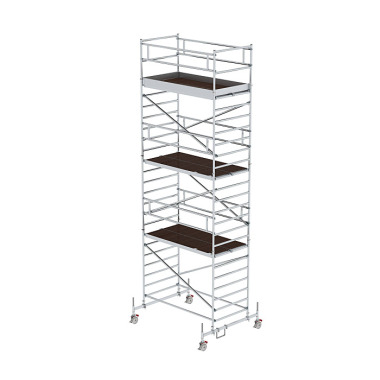 MUNK Mobile scaffolding 1.35 × 2.45 m with chassis bar and double platform Platform height 6.45 m 174636