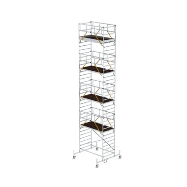 MUNK Mobile scaffolding SG 1.35 × 2.45 m with chassis bar & double platform platform height 9.70 m 174937