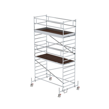 MUNK Mobile scaffolding, 1.35 נ3.0 m, with chassis bar and double platform. Platform height 4.45 m 175436