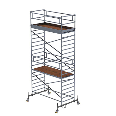 MUNK Mobile scaffolding, 1.35 נ3.0 m, with chassis bar and double platform. Platform height 5.45 m 175535