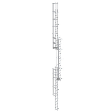 MUNK Multiple-flight vertical ladder with back protection (emergency ladder) anodised aluminium 18.00m 500260