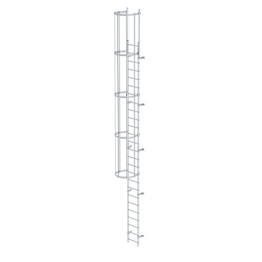 MUNK Single-flight vertical ladder with back protection bright aluminium 8.48m 510115