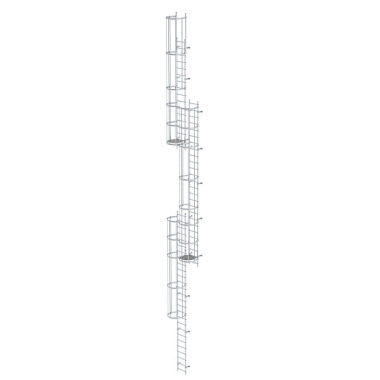 MUNK Multiple-flight vertical ladder with back protection (emergency ladder) bright aluminium 16.32m 510250