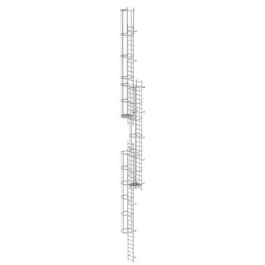 MUNK Multiple-flight vertical ladder with back protection (machinery) bright aluminium 17.16m 510256