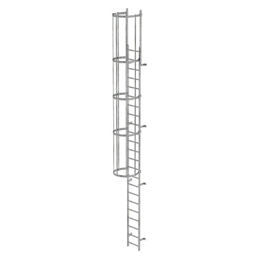 MUNK Single-flight vertical ladder with back protection galvanised steel 7.64m 520110