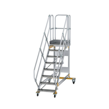 MUNK Platform stairs 45° movable step width 600 mm 8 steps Grooved aluminium 600768