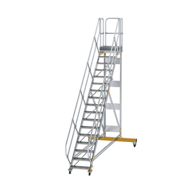 MUNK Platform stairs 45° movable step width 600 mm 17 steps Grooved aluminium 600777