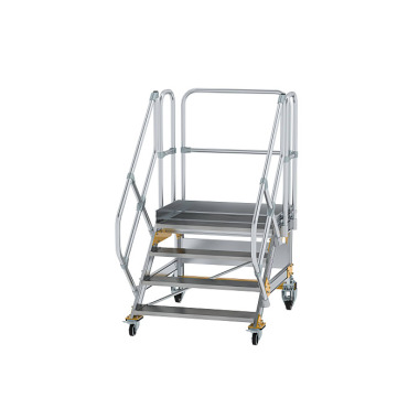 MUNK Platform stairs 45° movable step width 1,000 mm 4 steps Grooved aluminium 600804