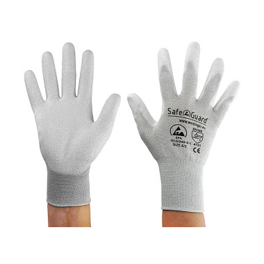 DS SafetyWear ESD-Handschuh grau/weiß, besch. Handflächen Nylon/Carbon Größe S DSWL39621