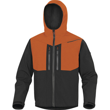 DELTA PLUS JACKE HORTEN2 GRAU/ORANGE XL - JACKE AUS "SOFTSHELL" POLYESTER / ELASTHAN MIT 3 LAMINIERTE SCHICHTEN HORT2GOXG