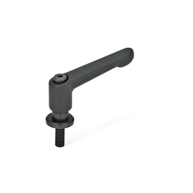 Ganter Adjustable Hand Levers, Zinc Die Casting, with Threaded Stud and Washer 307-45-M6-20-SW