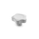 Ganter Star Knobs, Knob Plastic White, Bushing Stainless Steel 5337.4-32-M6-WS