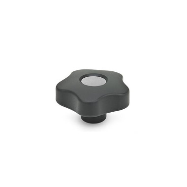 Ganter Star Knobs with Colored Cover Caps, Plastic, Bushing Stainless Steel 5337.7-63-M10-E-DGR