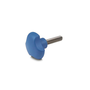 Ganter Three-Lobed Knob Screws, Detectable, FDA Compliant Plastic, Threaded Stud Stainless Steel 5342-50-M10-30-VDB