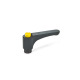 Ganter Flat Adjustable Hand Levers with Releasing Button, Plastic, Threaded Bushing Brass 600-30-M3-DGB