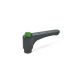 Ganter Flat Adjustable Hand Levers with Releasing Button, Plastic, Threaded Bushing Brass 600-30-M5-DGN