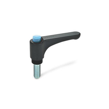 Ganter Flat Adjustable Hand Levers, with Releasing Button, Plastic, Threaded Stud Steel 600-63-M6-20-DBL