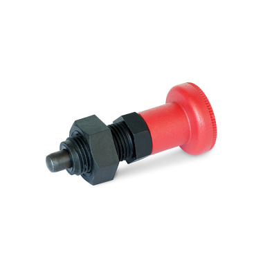 Ganter Indexing Plungers, Threaded Body Plastic, Plunger Pin Steel, with Red Knob 617.2-10-BK-ST-RT