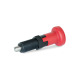 Ganter Indexing Plungers, Threaded Body Plastic, Plunger Pin Stainless Steel, with Red Knob 617.2-10-C-NI-RT