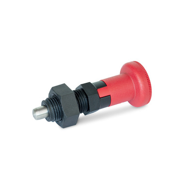 Ganter Indexing Plungers, Threaded Body Plastic, Plunger Pin Stainless Steel, with Red Knob 617.2-6-CK-NI-RT