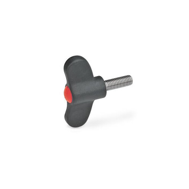 Ganter Wing Screws, Plastic, with Stainless Steel Threaded Stud 633.1-48-M6-20-DRT