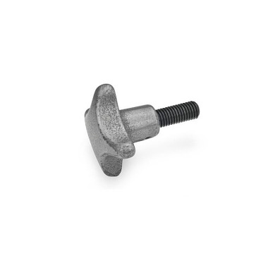 Ganter Hand Knobs, Cast Iron, Threaded Stud Steel 6335.4-SG-50-M10-35