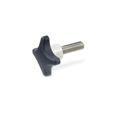 Ganter Hand Knobs, Plastic, Protruding Stainless Steel Bushing, Threaded Stud Stainless Steel 6335.5-TE-63-M12-40