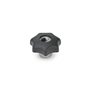 Ganter Quick Release Star Knobs, Plastic, Bushing, Stainless Steel 6336.3-63-M12-NI