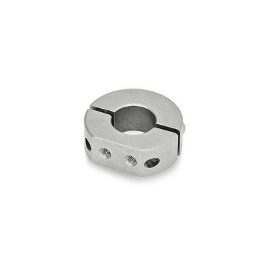 Ganter Split Shaft Collars, Stainless Steel, with Extension-Tapped Holes 7072.1-42-B18-NI-A