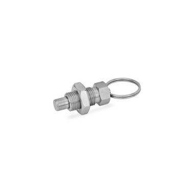 Ganter Stainless Steel Indexing Plungers, with Lifting Ring / with Wire Loop, without Rest Position 717-6-M12X1,5-AK-NI