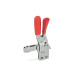 Ganter Toggle Clamps, Stainless Steel , Operating Lever Vertical, with Lock Mechanism, with Vertical Mounting Base 810.4-130-BL-NI