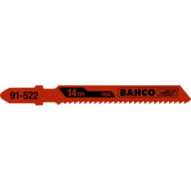 BAHCO Jigsaw blades, bimetal, Euro mount, 100 mm, 8 TPI, pack of 5 91-433-5P