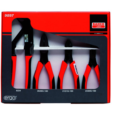 BAHCO Pliers set, 4-piece, ERGO (includes 8224, 2628G, 2101G, 2430G) 9897