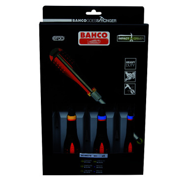 BAHCO ERGO screwdriver set, slotted+PZ, 6-piece, contents: 0.6x3.5x75, 0.8x4.5x100, 1.0x5.5x100, 1.2x6.5x125, PZ1x100, PZ2x125 BE-9882TB