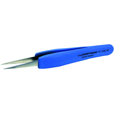 BAHCO High-precision tweezers with sharp tips, short, ESD TL 3-SA-ET