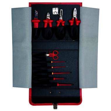 BAHCO Electrician’s tool set, insulated, leather case, 10 pieces 3045V-1