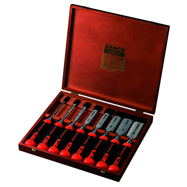 BAHCO Wood chisel set, ERGO 6,10,12,16,18,25,32,38 mm, in wooden box 434-S8-EUR