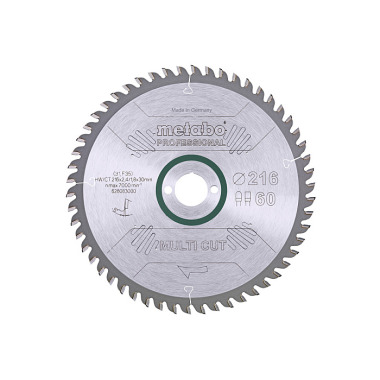 Metabo Sägeblatt multi cut - professional, 216x2,4/1,8x30, Zähnezahl 60, Z60 FZ/TZ, 5°neg. (628083000)