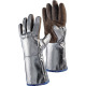 Hitzeschutzhandschuhe 5-Finger Universalgröße braun/silber Spaltnleder m.alumin.Preox-Aramid H05LA238-W2