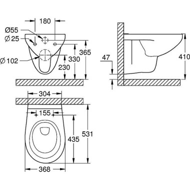 Grohe Wand-Tiefspül-WC BA U KERAMIK spülrandl awe 39427000