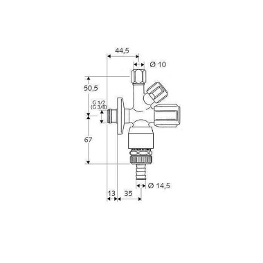 Schell Kombinations-Eckve ntil COMFORT chrom, mit R ohrbelüfter 1/2" 035490699