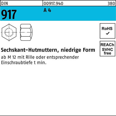 Sechskanthutmutter DIN 91 7 niedrige FormM4 A 4 100 Stück 009179400040000