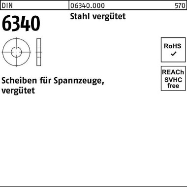 Scheibe DIN 6340 10,5x 28 x 4 Stahl vergütet 100 St ück 063400000105000