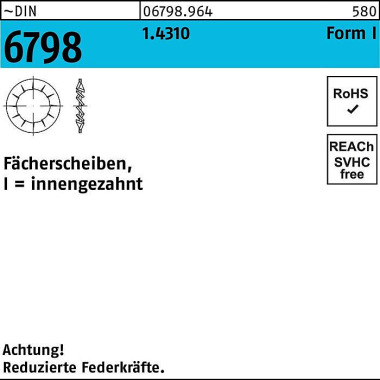 Fächerscheibe DIN 6798 Fo rmI innengezahnt I 5,3 1. 4310 1000 Stück 067989640053000